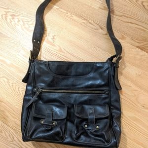 Leather messanger bag black/brown